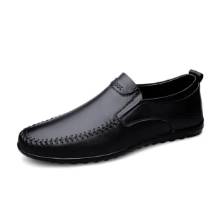 【ANSEL】真皮皮鞋/真皮頭層牛皮典雅紳士細緻縫線經典皮鞋-男鞋(黑)
