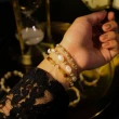 【MenWen 慢溫】情迷凡爾賽 // C1355珍珠白水晶黃銅雙圈手鍊