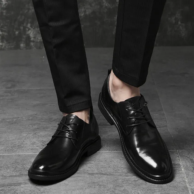 【ANSEL】真皮皮鞋 紳士鞋/全真皮頭層牛皮典雅時尚休閒紳士鞋-男鞋(黑)