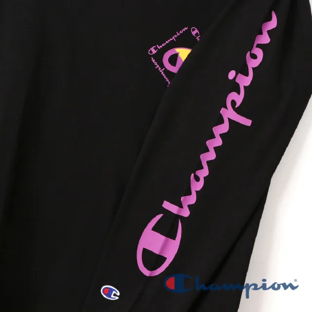 【Champion】官方直營-純棉印花LOGO長袖TEE-男(黑色)