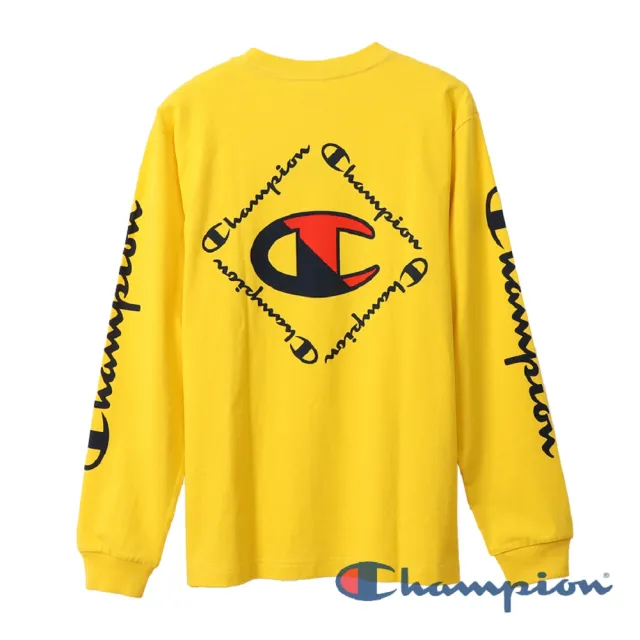 【Champion】官方直營-AS印花LOGO長袖TEE-男(黃色)