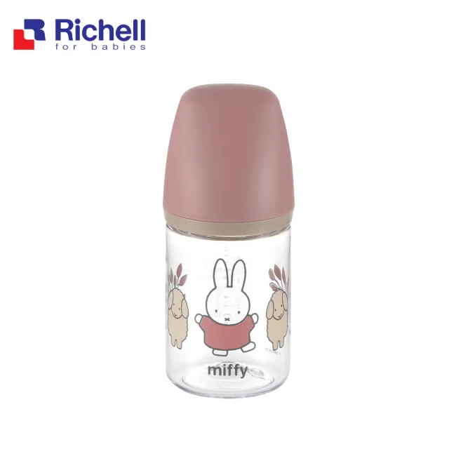 【Richell 利其爾】官方授權_ Miffy 米飛寬口奶瓶(160ML)