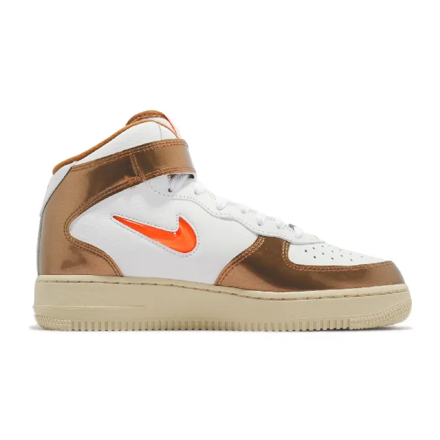 NIKE 耐吉】休閒鞋Air Force 1 Mid QS 男鞋金屬色荔枝皮AF1 Ale Brown