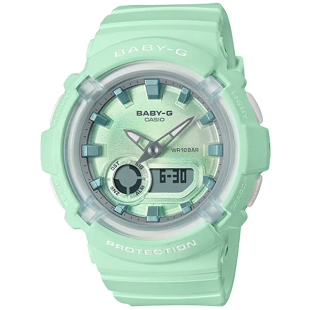 【CASIO 卡西歐】BABY-G 酷涼薄荷綠雙顯錶(BGA-280-3A)