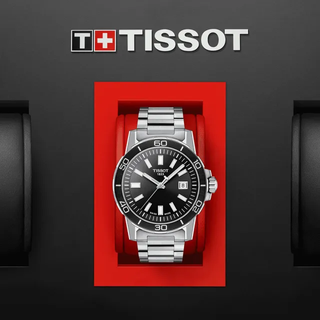 【TISSOT 天梭】Supersport 石英手錶-黑/44mm 送行動電源(T1256101105100)