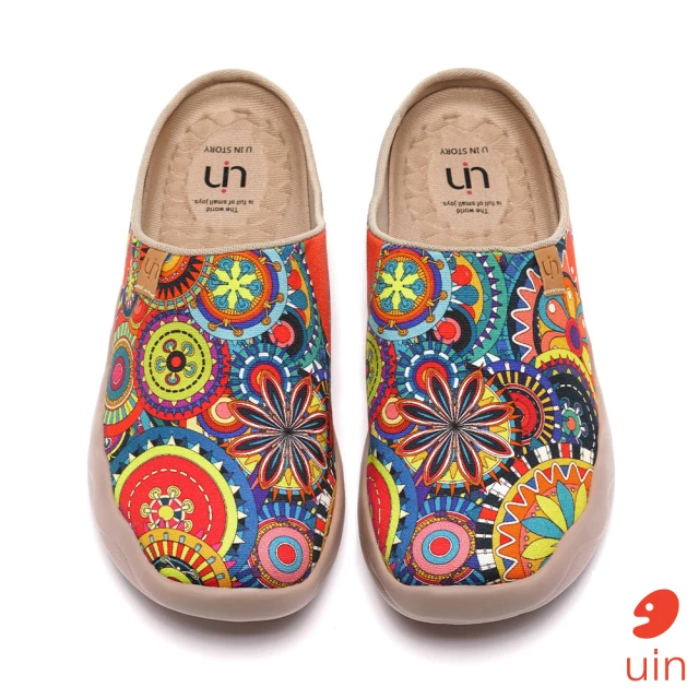 【uin】西班牙原創設計 女鞋 花花世界半拖彩繪休閒鞋W0107068(彩繪)