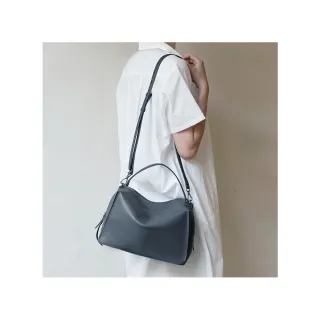 【Darker Than Black】Valley Cube Shoulder Bag 方型軟包/霧灰藍(斜背包/側背包/單肩包/真皮包)