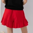 【Qiruo 奇若名品】春夏專櫃大紅色荷葉短褲裙8135C 活潑亮麗短褲(俏)