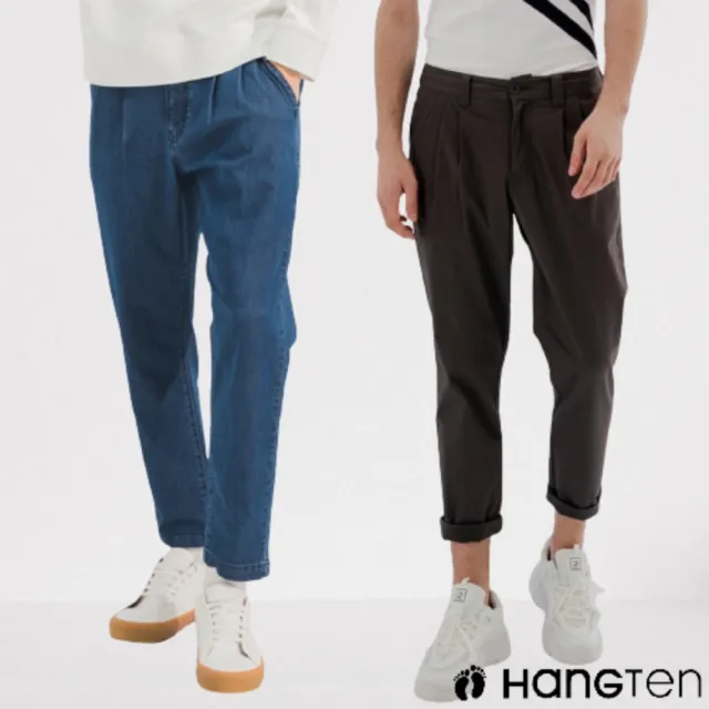 【Hang Ten】男裝-鬆緊腰錐形打褶九分丹寧褲休閒褲(多款選)