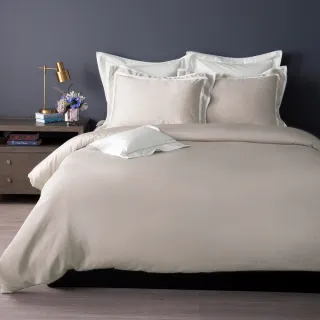 【WEDGWOOD】60支100%天絲素色兩用被枕套床包四件組-簡約米卡其(加大)