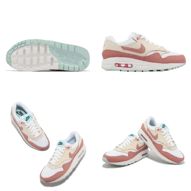 NIKE 耐吉】休閒鞋Air Max 1 GS 大童女鞋白米白粉紅氣墊運動鞋(DZ3307