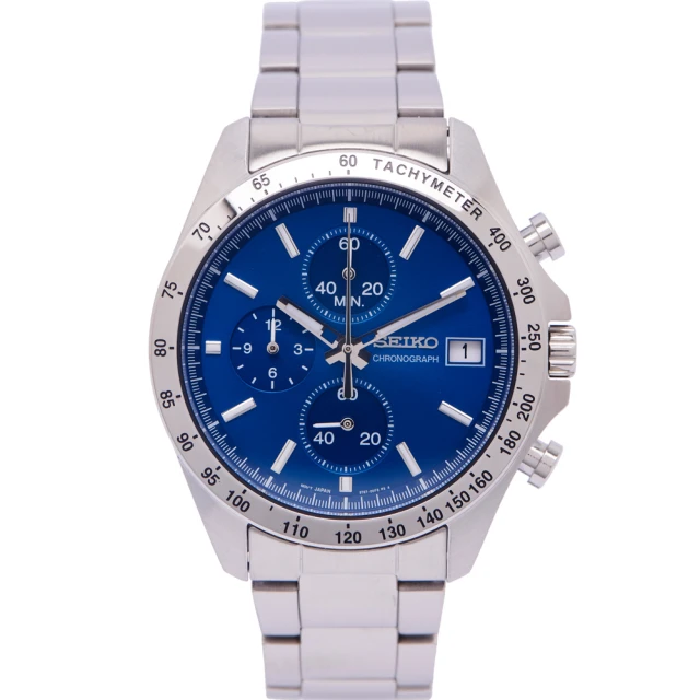 SEIKO 精工 日本國內販售款 DAYTONA 三眼計時手錶-藍面X銀色/40mm(SBTR023)