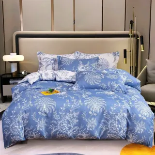 【eyah 宜雅】舒適柔絲綿雙人床包枕頭套3件組-5*6.2尺(植物花卉風)
