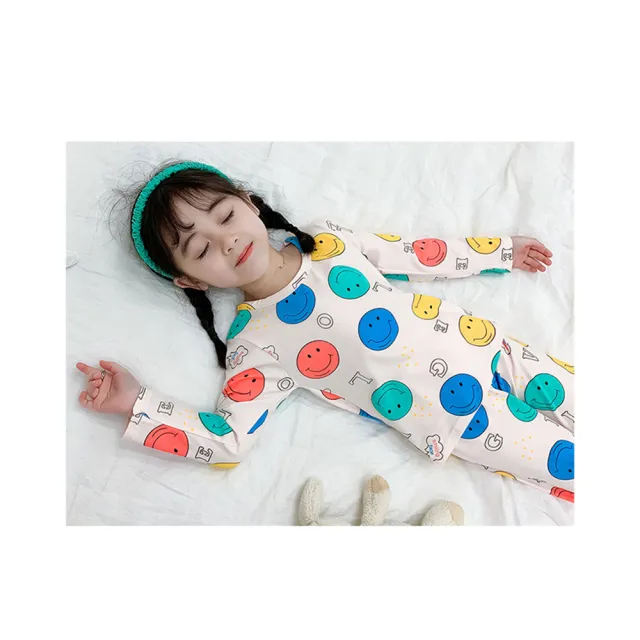 【安朵童舖】現貨韓版萊卡棉質兒童上衣長褲套裝女童睡衣男童家居服內衣打底衣兒童睡衣居家(122)