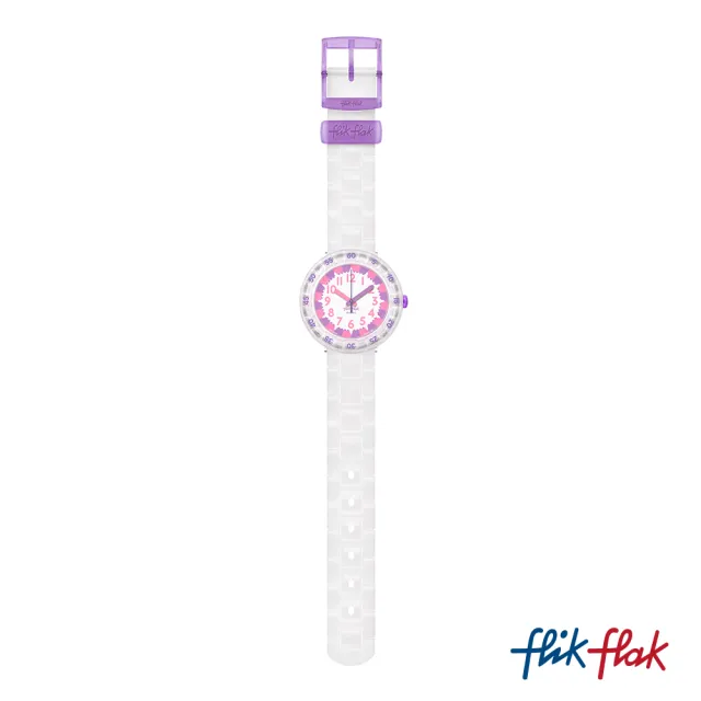 【Flik Flak】兒童錶 LEVEL MILKY 紫粉印花 兒童錶 瑞士錶 錶(36.7mm)