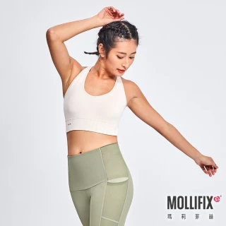【Mollifix 瑪莉菲絲】A++V領挖背升級包覆BRA、瑜珈服、無鋼圈、開運內衣(燕麥白)