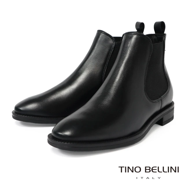 TINO BELLINI 貝里尼 歐洲進口牛皮經典切爾西平底短靴FWMV012(黑)