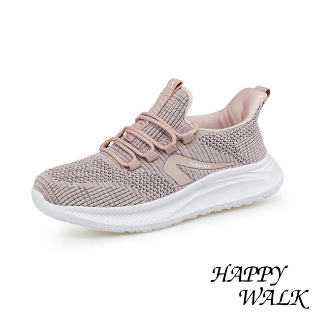 HAPPY WALKHAPPY WALK 寬楦健步鞋 透氣健步鞋/寬楦舒適透氣飛織拼接休閒健步鞋(粉)