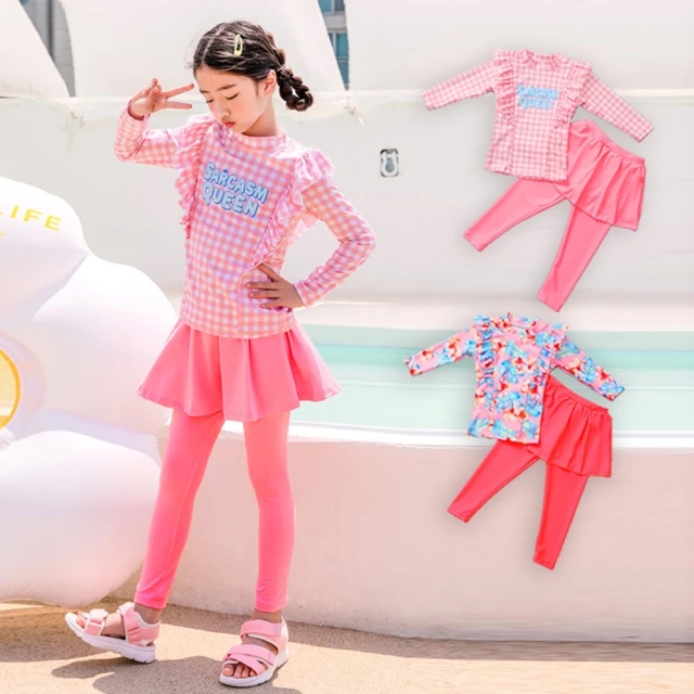小薇的店 女童二件式長袖裙款泳裝(NO.678308-3L)