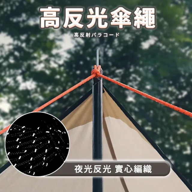 【悠遊露】5M四入組 調節式反光營繩 繩寬6mm(綑綁繩/固定繩/露營)