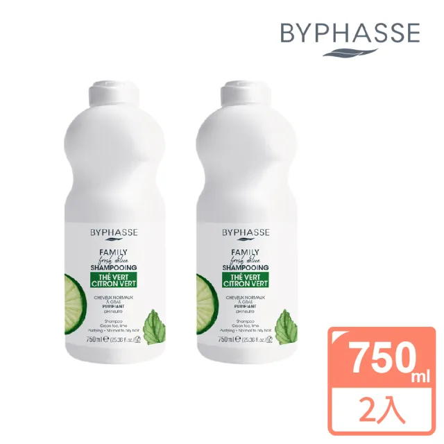 【BYPHASSE 蓓昂斯】綠茶萊姆清爽蓬鬆洗髮精750ml(2入組)