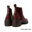 【TINO BELLINI 貝里尼】巴西進口牛皮鋸齒厚底粗跟短靴FWOT018(咖啡)