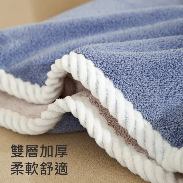 【KOKOYI】日式雙色兩用超強加厚吸水纖維速乾快乾頭巾(乾髮帽 浴帽 包髮巾 擦髮)