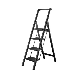 【YOUFONE】扶手四步梯加厚碳鋼折疊梯/多功能人字梯(黑色/白色)