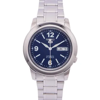 【SEIKO 精工】五號機芯款機械手錶-藍面x銀色/38mm(SNKE61K1)