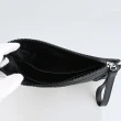 【BALLY】Makid系列金屬標誌皮革手拿包(黑x黑白條紋)