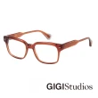 【GIGI Studios】率性金飾日常粗框光學眼鏡(棕 - MAGRITTE-6643/9)