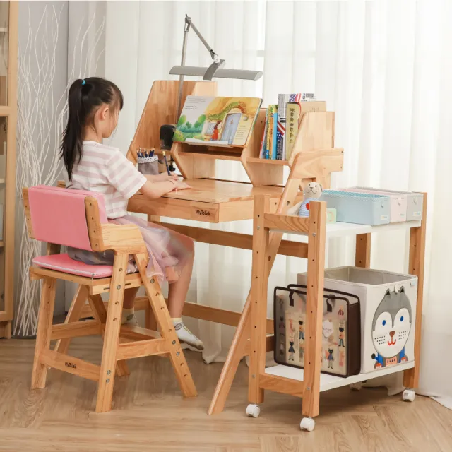 【MyTolek 童樂可】慕木桌好學生閱讀組 書桌+書架+學學椅(原木書桌椅 成長書桌椅)