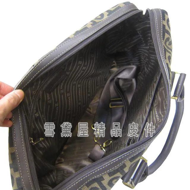【SNOW.bagshop】雙11 真皮 公事包中容量可放A4資料夾進口防水緹花布+牛皮材質手提肩背斜側背附