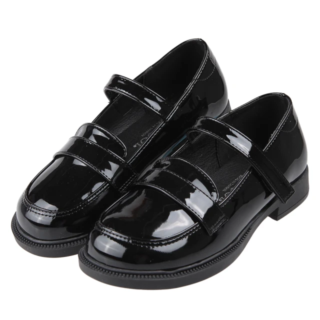 布布童鞋 台灣製亮皮女童黑色皮鞋學生鞋(K3N172D)