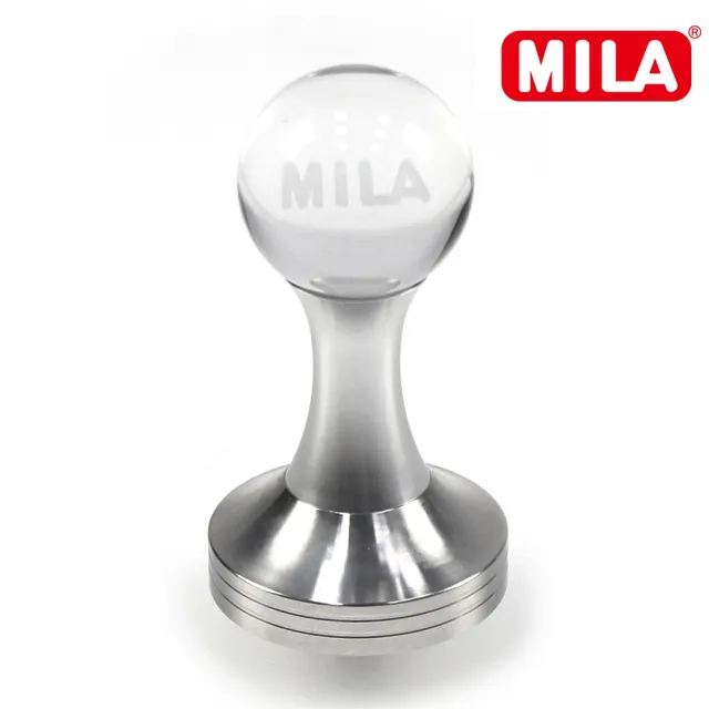 【MILA】水晶球填壓器51mm-銀色(附梯柱咖啡填壓墊)