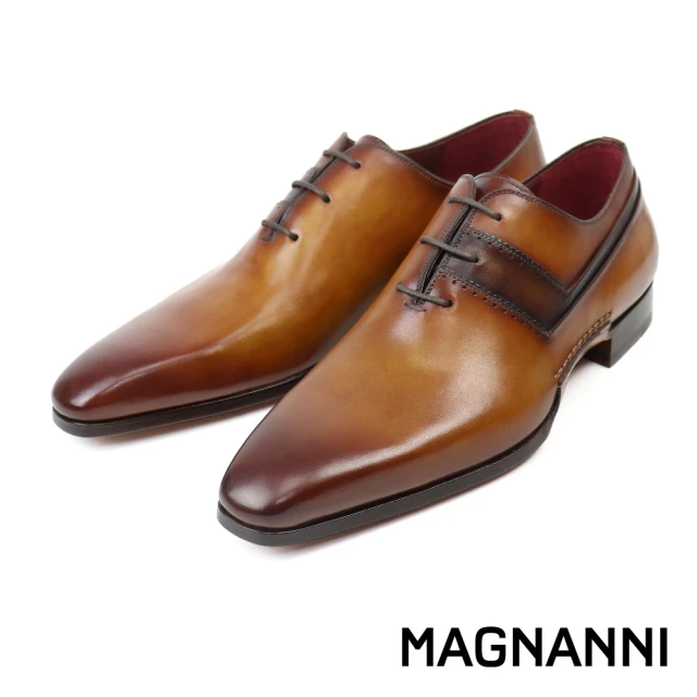 【MAGNANNI】時尚壓線商務牛津鞋 棕色(24814-CUE)