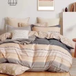 【eyah 宜雅】舒適柔絲綿單人床包枕頭套3件組-3.5*6.2尺(格紋線條)