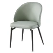 【AT HOME】二入組淺綠色皮質鐵藝餐椅/休閒椅 現代簡約(喬治)