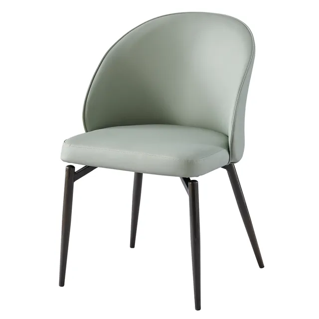 【AT HOME】四入組淺綠色皮質鐵藝餐椅/休閒椅 現代簡約(喬治)