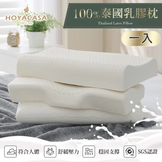【HOYACASA】100%泰國天然乳膠枕1入(多款任選-買1送1 不賣單品)