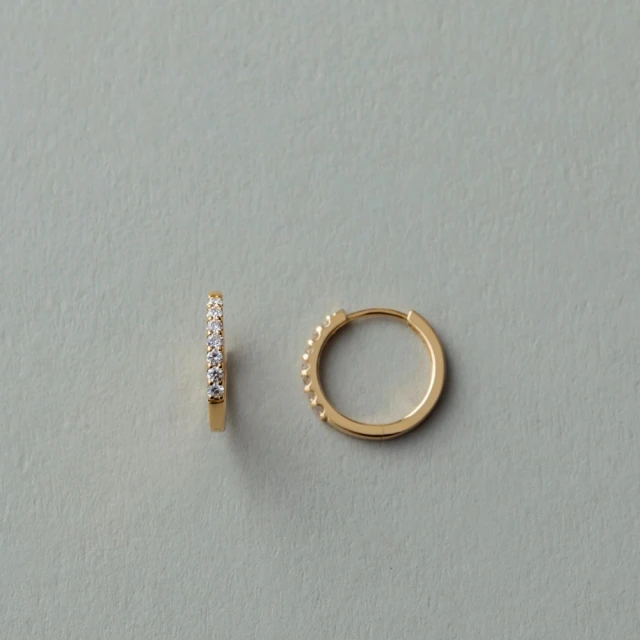 ete K18YG 輕奢鑽石美型圈耳環(金色)