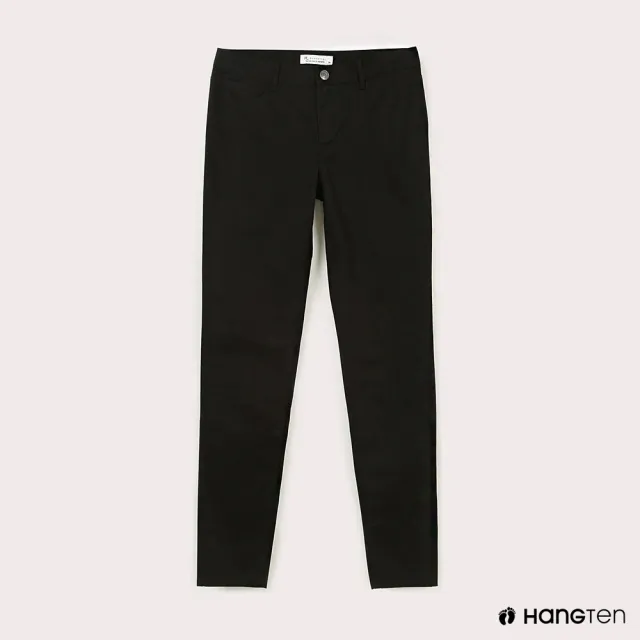【Hang Ten】女裝-經典款-SLIM FIT五袋款長褲-黑色