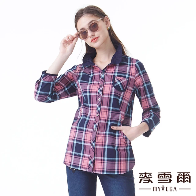 MYVEGA 麥雪爾 MA太空棉LOGO繡花刷絨上衣-灰藍優