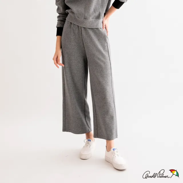 【Arnold Palmer 雨傘】女裝-簡約直筒休閒寬褲(灰色)