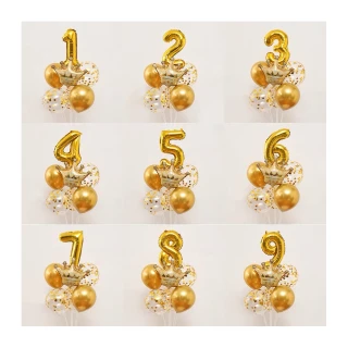 派對佈置小皇冠數字氣球桌飄1組(生日派對 週歲 週年紀念 氣球布置 裝飾)