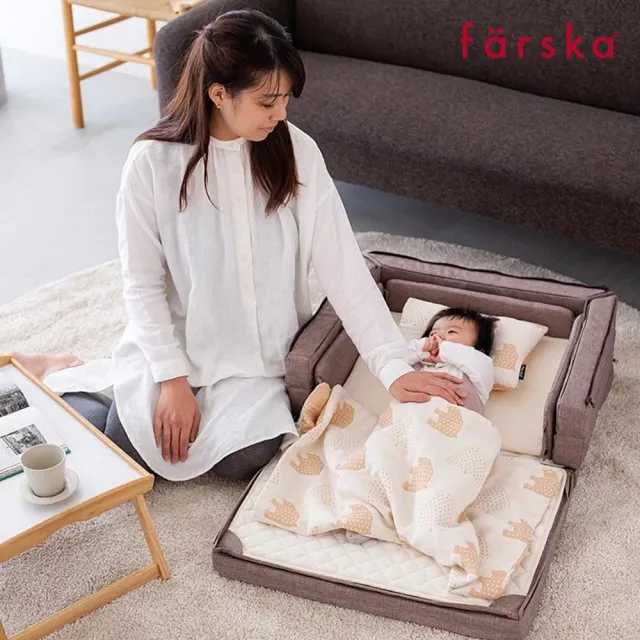 【Farska】透氣好眠可攜式床墊13件組 藍莓慕斯│升級版(嬰兒床 嬰兒床墊 尿布台 摺疊 遊戲墊 情人節 禮物)