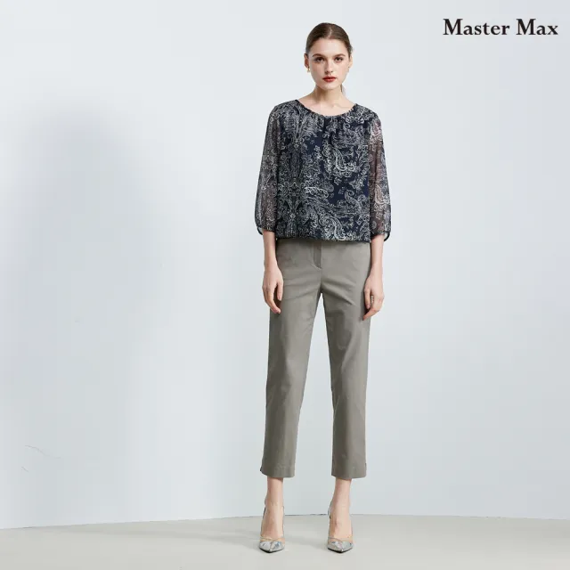 【Master Max】腰頭單釦素面挺版九分休閒褲(8324002)