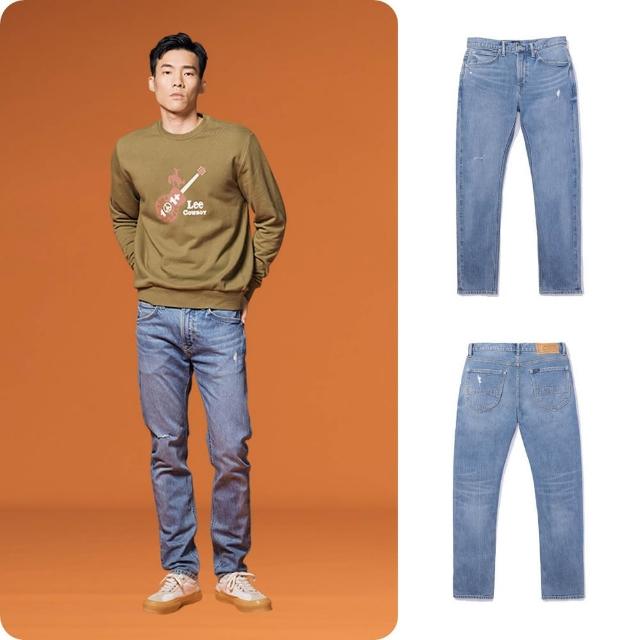 【Lee】男裝 牛仔褲 / 705 中腰標準小直筒 中淺藍洗水 / 101+系列(LB317062659)