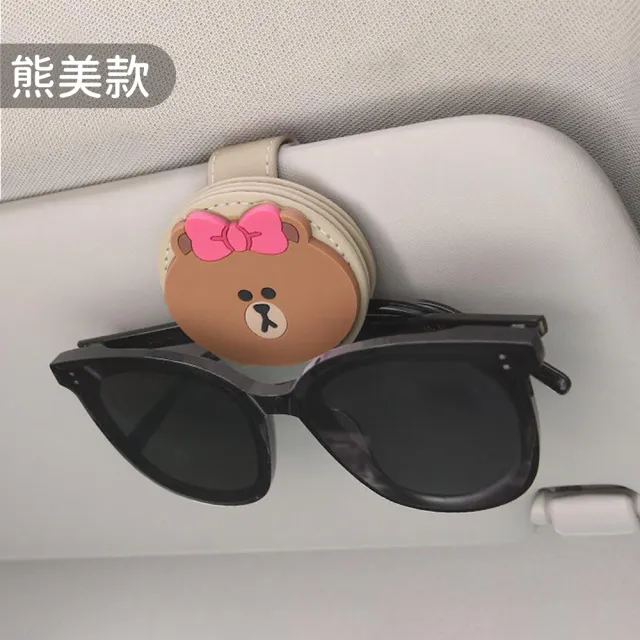 【LINE FRIENDS】熊大兔兔車用遮陽板眼鏡收納夾車用眼鏡夾(眼鏡收納 卡夾 票夾)