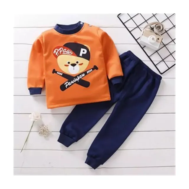 【安朵童舖】現貨兒童北歐加絨滿版上衣褲子兩件組套裝睡衣加居服(121)